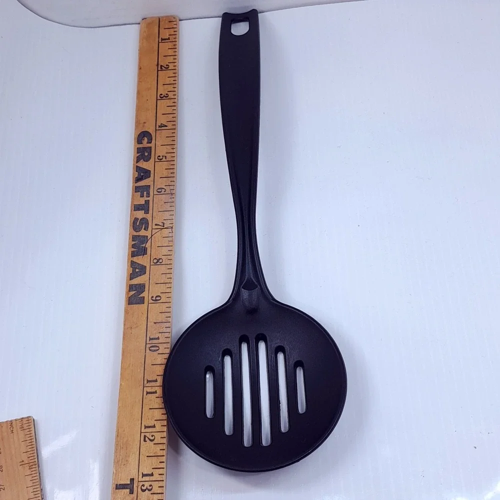 Heat Resistant Slotted Spoon Skimmer strainer Black Kitchen Utensil Nylon 890-5